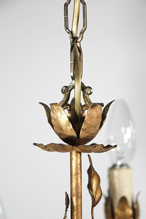 Винтажная люстра "Жардин", шестирожковая, металл, Италия, середина XX века