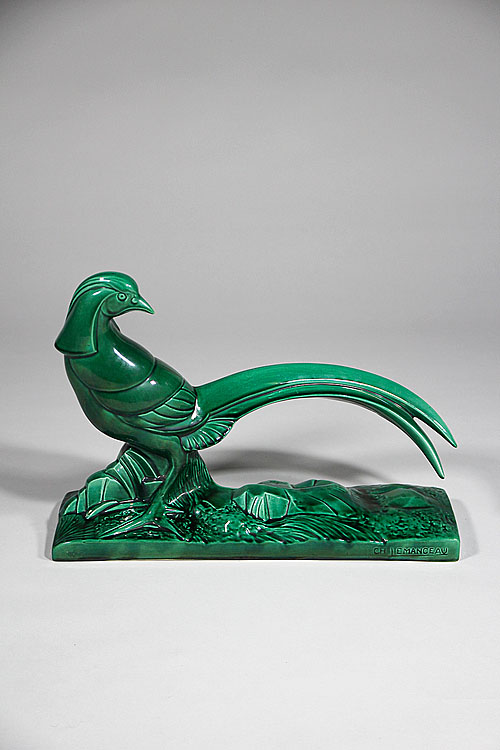 Скульптурная композиция "Фазан", Charles Le Manceau, керамика, Франция, 1930-1940- е гг.