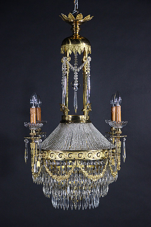 Люстра хрустальная "Гельд", ампир, Франция, середина XIX века.