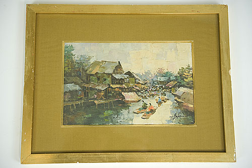 Картина "Бангкок", холст, масло, Тайланд, 60-70 гг. XX века