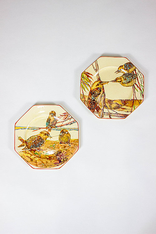Тарелки декоративные "Кукабарры", "Австралийская серия" Wilkinson Ltd., фаянс, Англия, 1930-е гг.