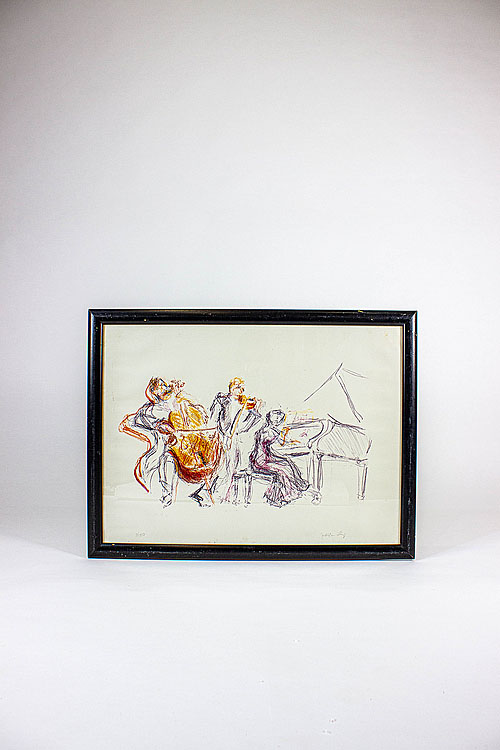 Картина "Оркестр", пастель, Франция, середина XX века