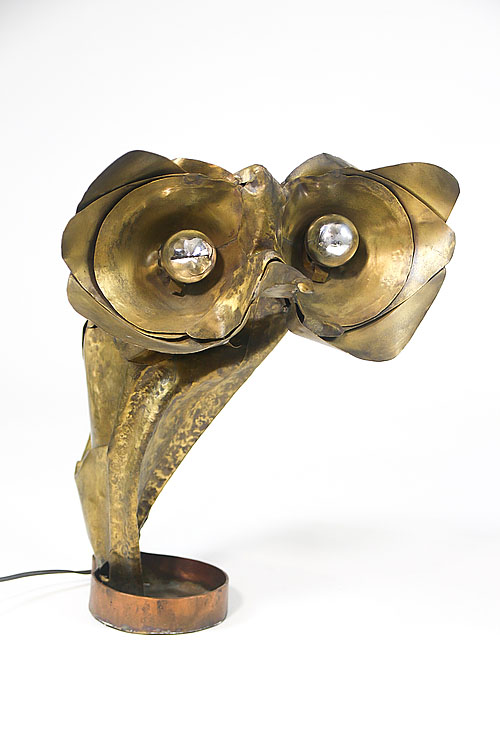 Лампа "Сова", латунь, медь, Франция, середина XX века