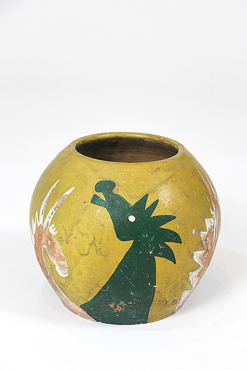 Авторская ваза "Примитиво", в стиле "наивного" искусства, терракота, Франция, середина XX века