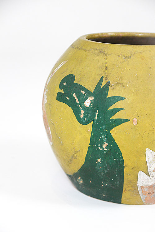 Авторская ваза "Примитиво", в стиле "наивного" искусства, терракота, Франция, середина XX века