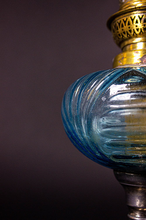 Лампа керосиновая "Модерн", цветное стекло, латунь, Франция, начало XX века