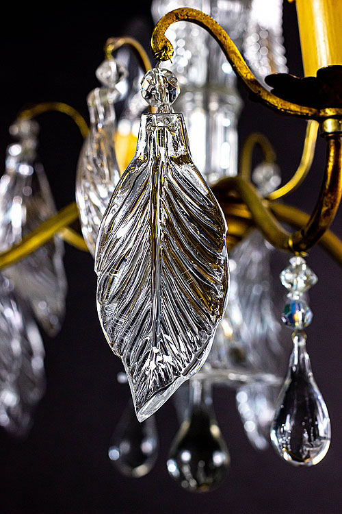 Люстра "Листья", хрусталь, стекло, бронза, Франция, начало XX века