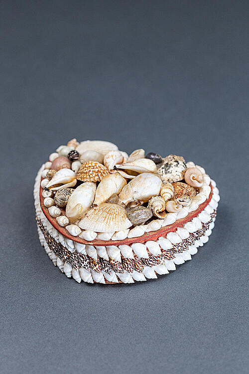 Шкатулка для украшений "Перла №3", морские раковины, сукно, Франция, середина XX века
