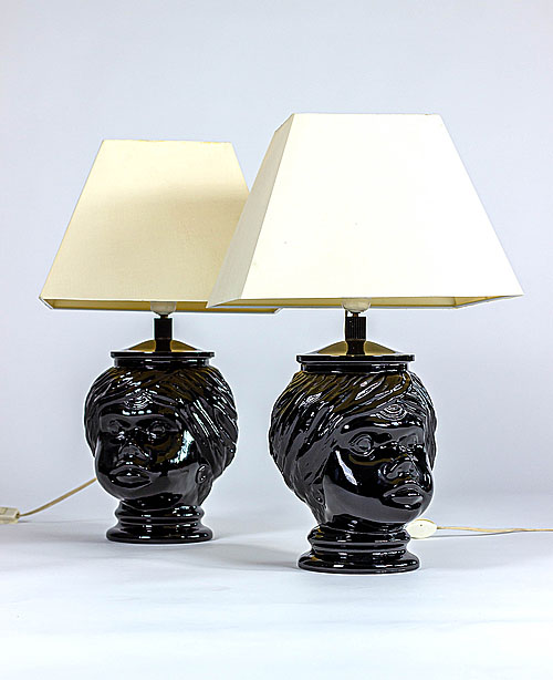 Лампы парные "Силуэт", стекло, Франция, середина XX века