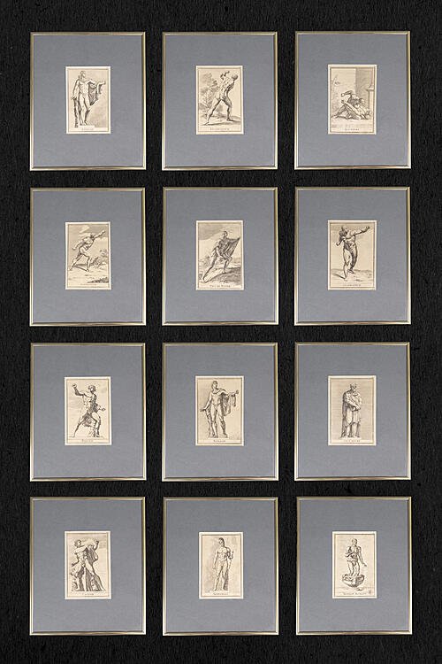 Комплект гравюр (12 шт.)  "Римские эстампы", по работам Сальватора Роза, Италия, вторая половина XVI