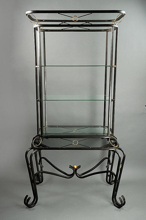 Этажерка винтажная "Готье", крашенный металл, стекло, Франция, середина XX века