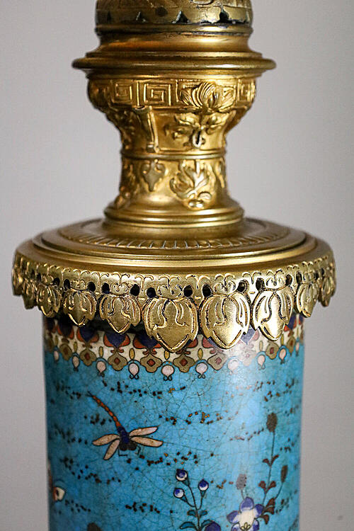 Лампа настольная "Габриэль", F. BARBEDIENNE, клуазоне, бронза, Франция, конец XIX века.