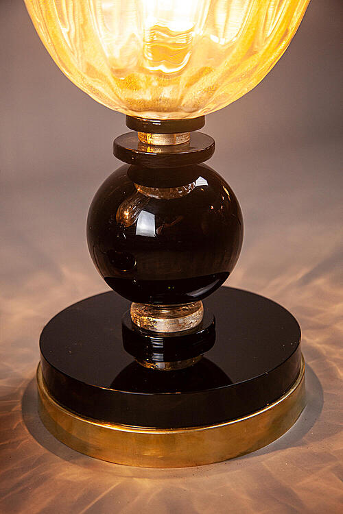 Лампы парные "Oro", муранское стекло, латунь, Италия, 1980е.